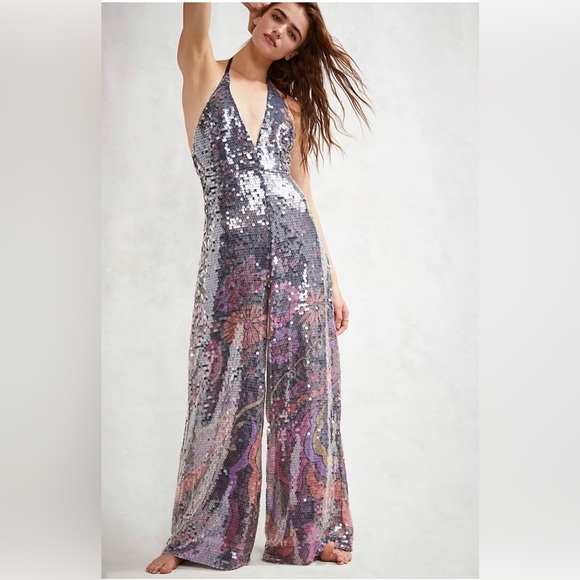 NWT FREE PEOPLE So Fine Sequin Jumpsuit - Picture 2 of 7